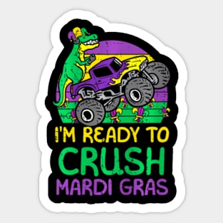 Kids Crush Mardi Gras Dino Monster Truck Sticker